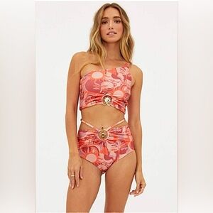 Beach Riot Pink and Orange Bikini Set Vibrant Swimwear (Size M and S)